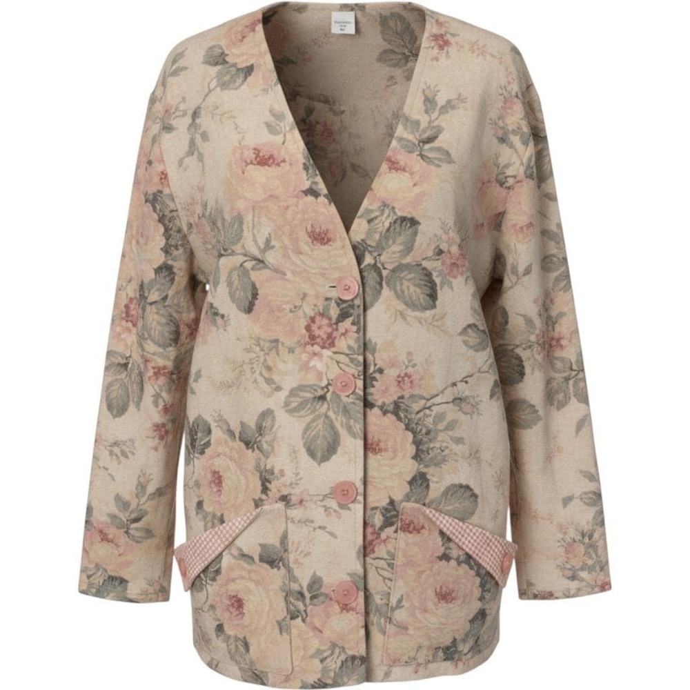 VTG 1990s Satin Floral Textured Blazer Tapestry Button Large Shabby Chic